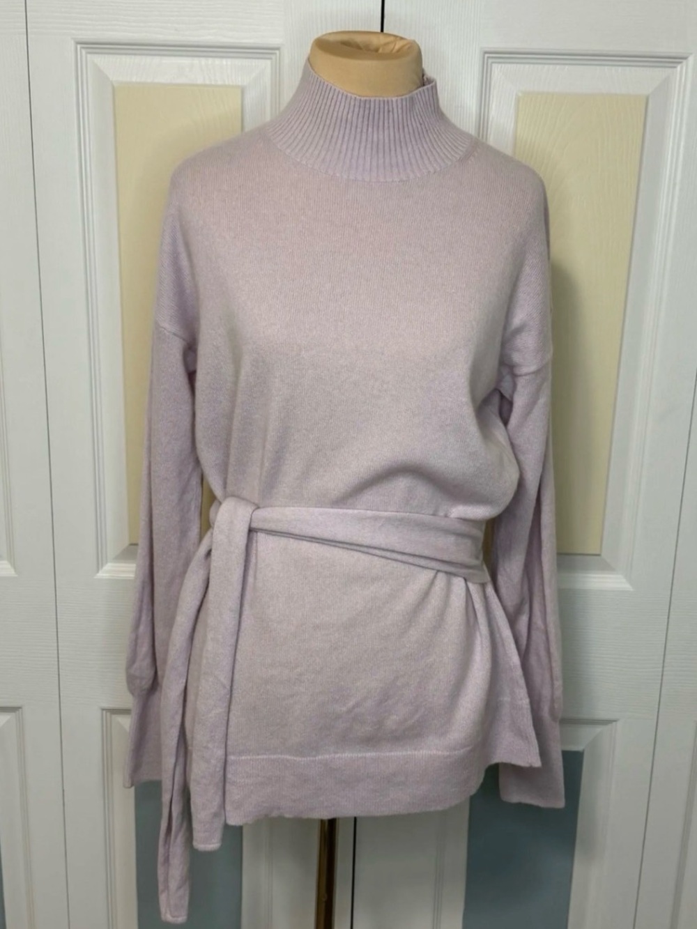 Club Monaco 100% Cashmere Belted Mock Neck Sweater S Ralph Lauren Era